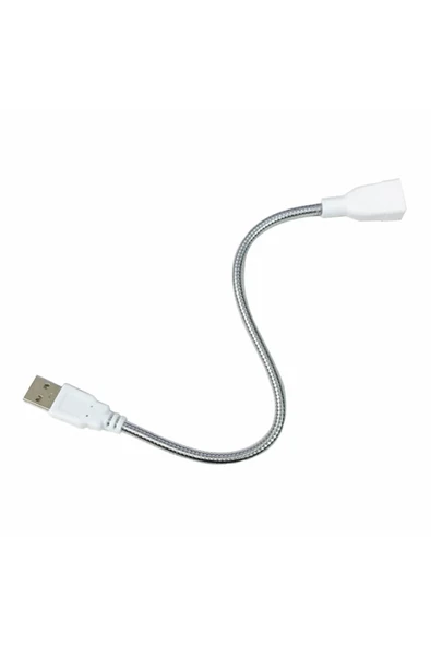 ROBİZ Metal Usb Type A Soketli Uzatma Kablosu Kıvrılabilir Hortum Kordon 25cm Masa Lambası Led Aydınlatma - Resim 5