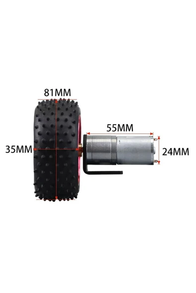 ROBİZ 12v 620rpm Jga25-370 Redüktörlü Dc Motor Metal Dişli Yüksek Tork Kuvvet 25mm Robot Oyuncak - Resim 7