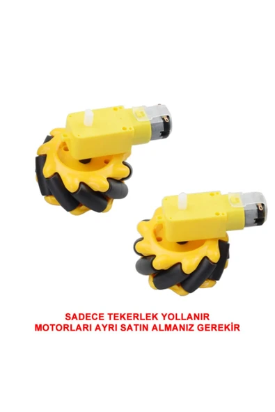 ROBİZ 48mm Omni Mecanum Tekerlek Çifti 45 Derece Açılı 9 Roller 1:48 - Resim 7