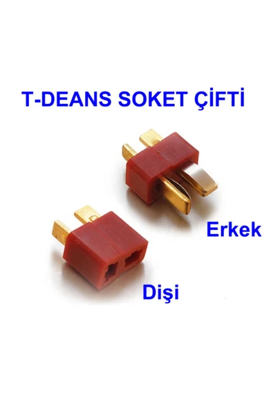 ROBİZ T-deans Konnektör Çift Dişi Erkek Soket Lipo Pil Batarya Bağlantı