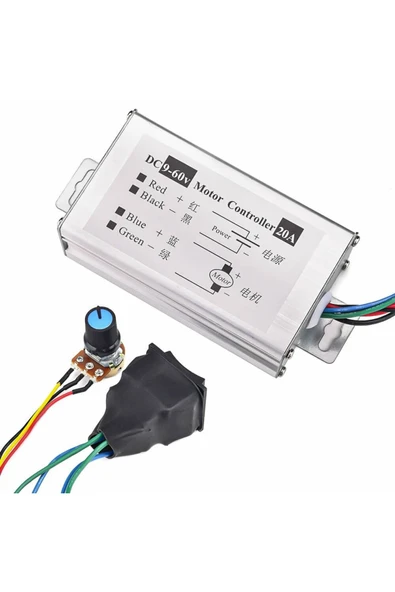 ROBİZ Dc 60v 20a Dc Motor Sürücü Pwm Hız Kontrol Ileri Geri Yön Anahtar - Resim 5