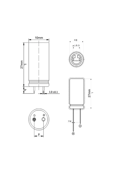 ROBİZ 10f 2.7v Süpercap 10x25mm Dıp Süper Kapasitör Enerji Depolama Güneş Rüzgar Akü Batarya Güç Kaynağı - Resim 7