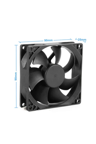 ROBİZ Dc 12v Fan 90x90mm 9025 3200rpm 9x9cm Sessiz 2 Pin Fırçasız Soğutma Kuluçka - Resim 2