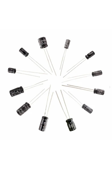 ROBİZ 120 Adet Dip Elektrolitik Kapasitör Seti 12 Tip x10  1uF 2.2uF 3.3uF 4.7uF 10uF 22uF 33uF 47uF - Resim 8