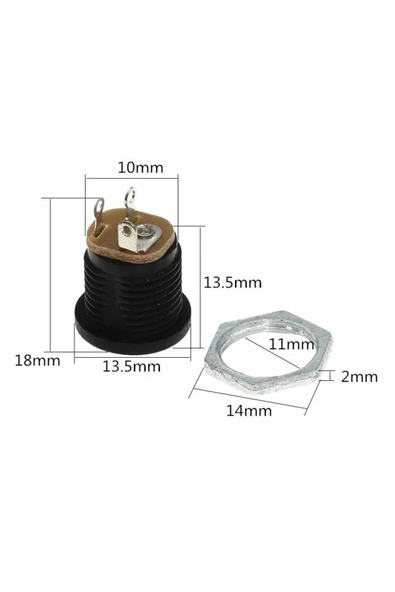 ROBİZ 5.5x 2.1mm Plastik DC Güç Soketi Panel Montaj Power Jack Adaptör - Resim 5