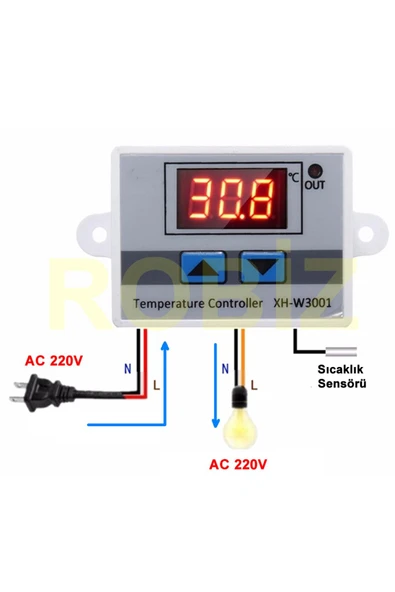 ROBİZ Xh-w3001 Ac 220v Dijital Termostat Kuluçka Pet Akvaryum Isıtıcı Soğutucu Kazan Dondurucu Buzdolabı - Resim 2