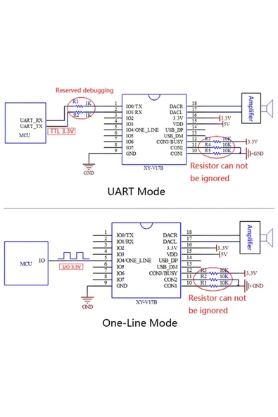 ROBİZ Xy-v17b Mp3 Wav Ses Çalma Modülü Micro Sd 32gb Hafıza Fat16 Fat32 24 Bit Dac - Resim 6