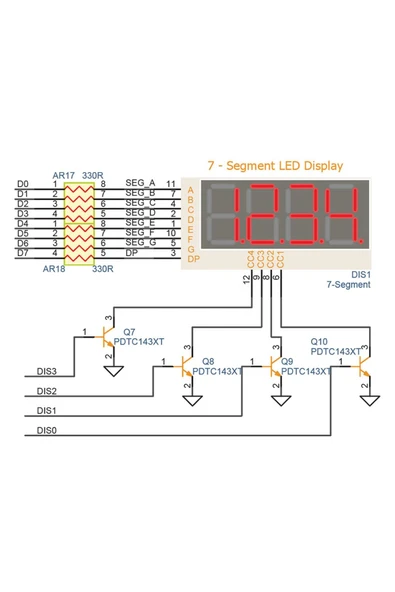 ROBİZ 0.56" 4 Hane 7 Segment Led Ekran Kırmızı Ortak Katot 14mm 4 Digit Dijital Display Alfanümerik - Resim 6
