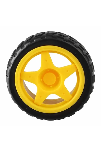 ROBİZ Tt Tekerlek 2.5x6,8cm Plastik Sarı Oyuncak Araba Rubber Lastik Robot Tekerlek Akılı Araç Oyuncak - Resim 4