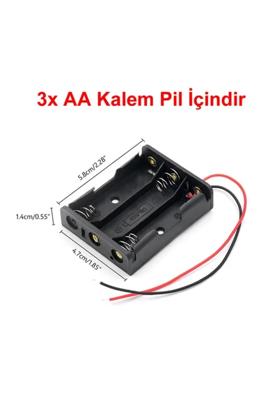 ROBİZ 3'lü Aa Kalem Pil Kutusu Yuvası 4.5v Kablolu Kalem Pil Tutucu ürün görseli