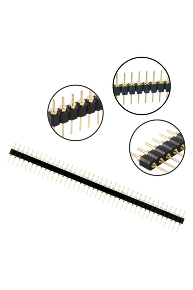 ROBİZ 1x40 Pin Precision Erkek Header Tek Sıra 2.54mm 180 Derece Altın Kaplama Yuvarlak Kırılabilir - 5