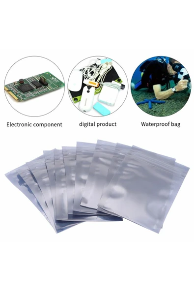 ROBİZ Kilitli Antistatik Poşet 6x9cm 100 Adet Şeffaf Su Toz Geçirmez Koruyucu Esd Metalize Torba Çanta - 7