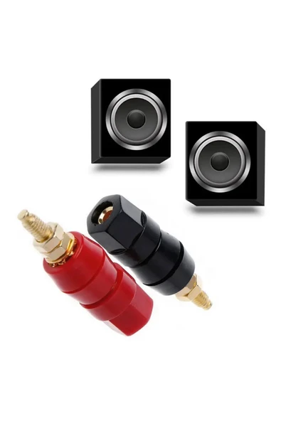 ROBİZ 4mm Banana Soket Terminal Çifti Kırmızı Siyah Hexagon Konnektör Hoparlör Güç Kaynağı Amflikatör - Resim 5