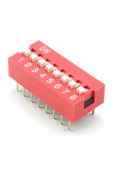 ROBİZ 8li Dip Switch 8 Pin Kırmızı Anahtar Açık Kapalı Seçim Adres Ayar On Off Bağlantı - Resim 3