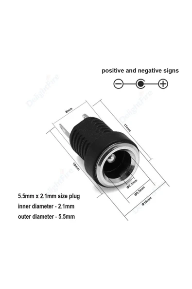 ROBİZ 5.5mm X 2.1mm Dc Güç Soketi Plastik Panel Montaj Tip Adaptör - Resim 7