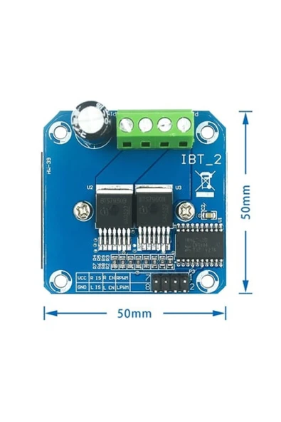 ROBİZ 24v 40a Çift Bts7960b Dc Motor Sürücü Modül Pwm H Köprü Yüksek Akım 43a Büyük Soğutucu Selenoid - Resim 7