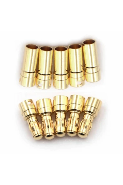 ROBİZ 5 Çift 3.5mm Altın Kaplama Banana Dişi Erkek Soket 40a Pil Batarya Lion Bullet Plug - 6