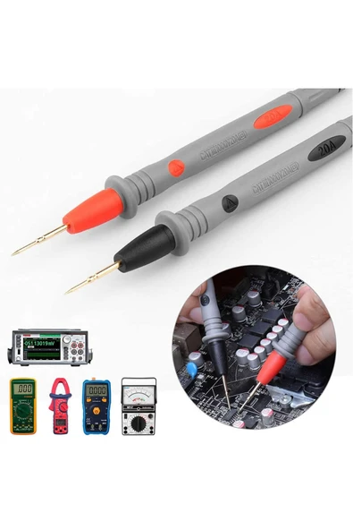 ROBİZ 1 Çift Iğne Uçlu Multimetre Probu 1000v 20a Tüm Multimetreler Ile Uyumlu Test Ölçüm Kalosu - 8