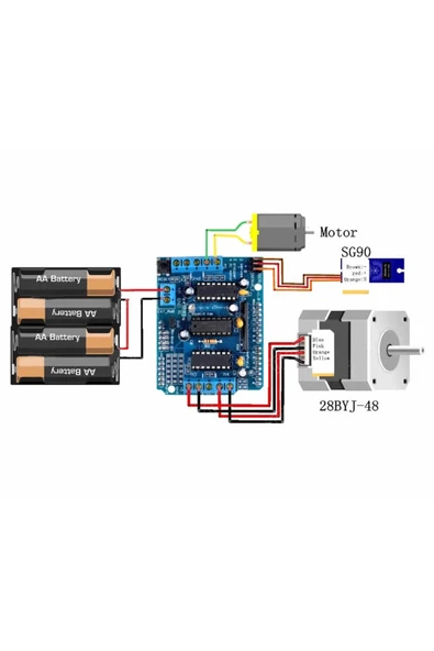 ROBİZ Arduino L293d Motor Sürücü Shield Alt Kart Dc 36v 0.6a 4x Dc Motor 2x Step Motor 2x Servo Motor Uno - Resim 8