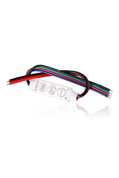 ROBİZ 3 Tuşlu Rgb Led Dimmer Dc 12v 3a Renk Hız Parlaklık Ayarı Ortak Anot 20 Renk 19 Mod Hafıza 5050