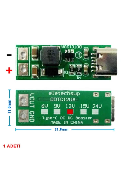 ROBİZ Type C Usb 5v To 12v Boost Modül 9w Dc Voltaj Yükseltici Taşınabilir Minik Güç Kaynağı Step Up