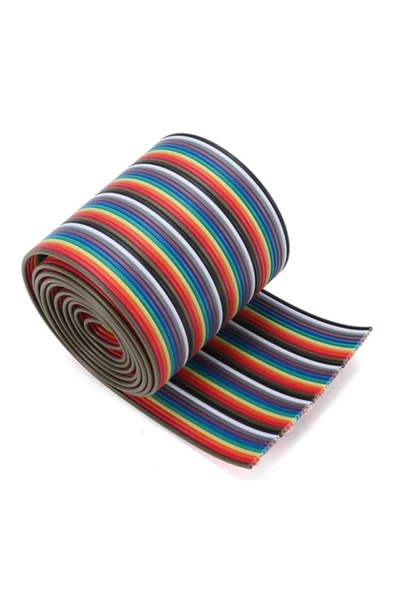 ROBİZ 40 Pin Rainbow Ribbon Idc Kablo 1 Metre 10 Renk Dupont Kablo Flat ürün görseli