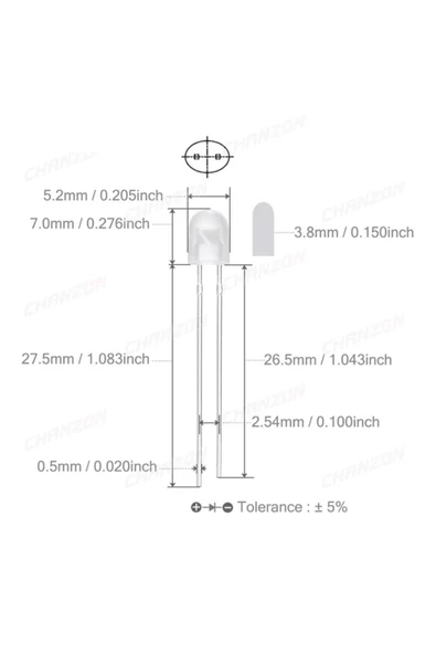 ROBİZ 100 Adet 5mm Led Seti 5 Renk Elektronik Işık Kaynağı Lamba Gösterge Uyarı Sinyali - 8