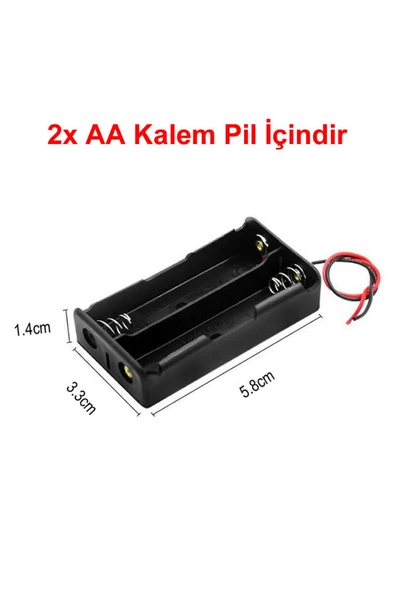 ROBİZ 2'li Aa Kalem Pil Kutusu Yuvası 3v Kablolu Kalem Pil Tutucu ürün görseli