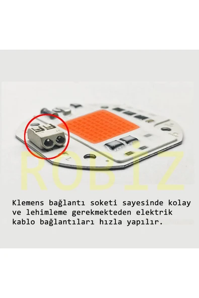 ROBİZ 220V 50W Bitki Büyütme Ledi Klemensli Tüm Işık Spektrumlu Fide - 2