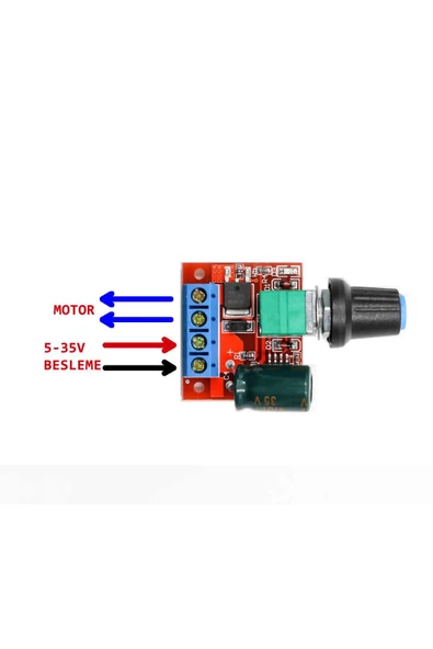 ROBİZ 5v / 35v 5a Mini Dc Motor Sürücü Hız Kontrol Devresi 0-100% Pot Kontrollü Pwm Dc Led Dimmer - 2