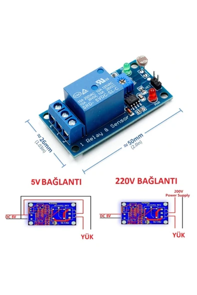ROBİZ 5v Ldr Işık Kontollü Röle 5v Gündüz Gece Algılayıcı Röle Kartı ürün görseli