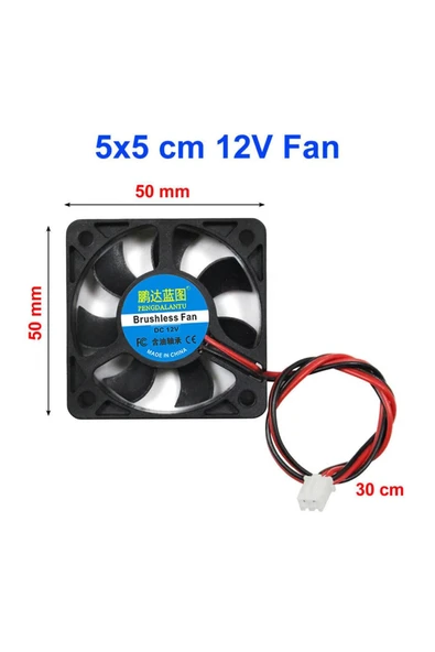 ROBİZ DC 12V FAN 50x50mm Soğutucu Kuluçka Ekran Kartı Cooler Pervane