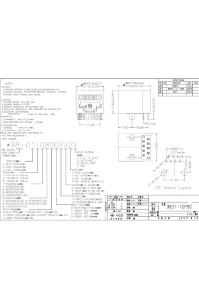 ROBİZ 8p8c Plastik Rj45 Soket Ethernet Bağlantı Soketi 8 Pin Pcb Montaj - Resim 7