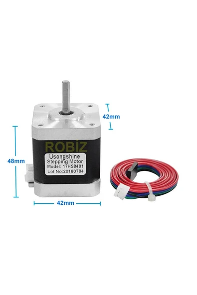 ROBİZ 17hs8401 Nema 17 Step Motor 0.5n.m D Mil 2 Faz 1.8a 1.8 Derece 200 Adım 3d Yazıcı Printer