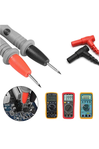 ROBİZ 1 Çift Multimetre Probu 1000v 20a Tüm Multimetreler Ile Uyumlu Test Ölçüm Kalosu 1 Metre Voltmetre - 4