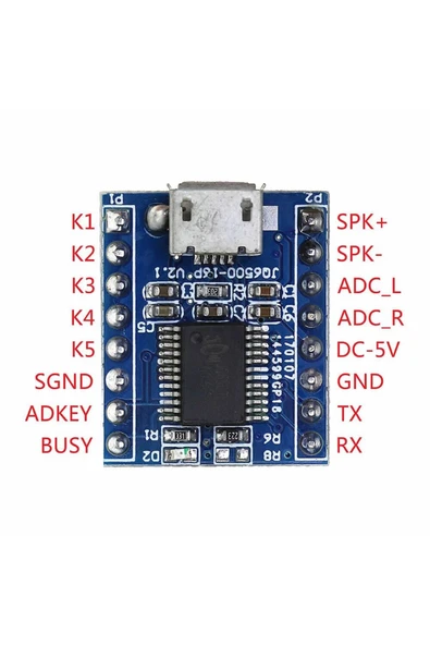 ROBİZ Jq6500 16mbit Mini Ses Mp3 Wmv Player Ses Müzik Çalma Kartı Micro Usb Uart Haberleşme 5 Tuşlu Kontrl