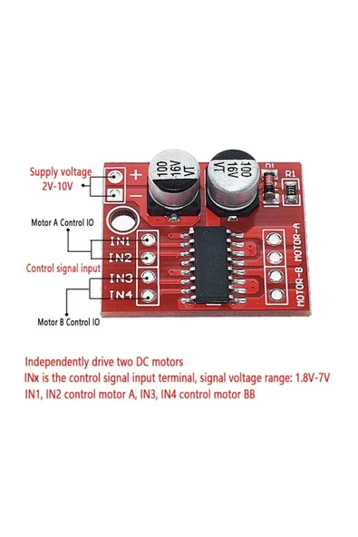 ROBİZ Mini L298n Mx1508 Iki Kanal Dc Motor Sürücü Modül 1.5a - 4