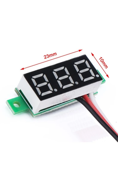 ROBİZ 0.28 Inch Dc 0-100v Mini Digital Voltmetre 3 Kablolu Dc Kırmızı - 7