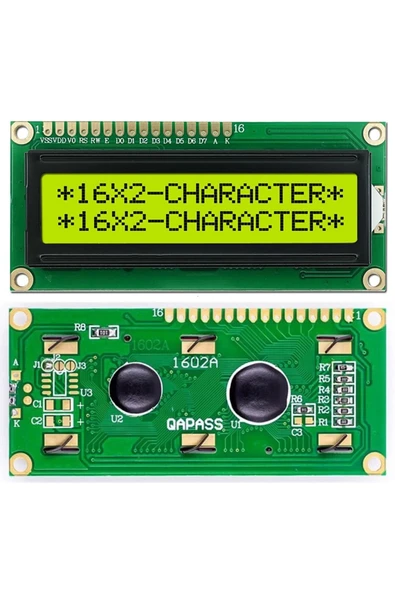 ROBİZ 1602a 2x16 Yeşil Karakter Lcd Modül Display Ekran 5v Beyaz Arka Işık 16x2 16 X 2 Standart Sol Üst - Resim 5