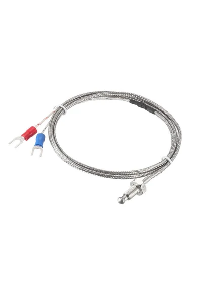 ROBİZ K Tip Thermocouple Sıcaklık Isı Sensörü 1 Metre 0c / 800c Paslanmaz Çelik M6 Dişli Prob K Tip - Resim 4