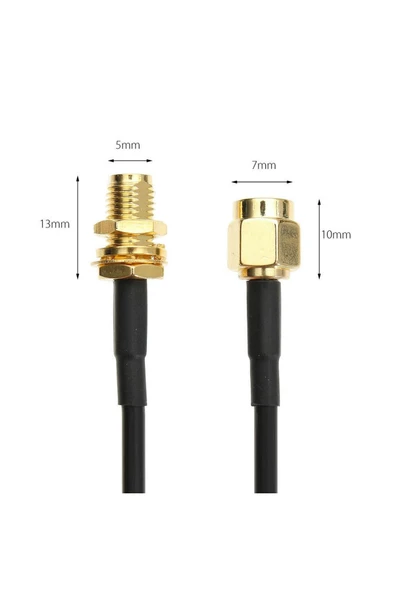 ROBİZ Rg174 50 Ohm Koaksiyel Sma Erkek Dişi 5 Metre Kablo Rf Sinyal Uzatma Kablosu 0-6ghz Koeksiyel Wifi - Resim 4