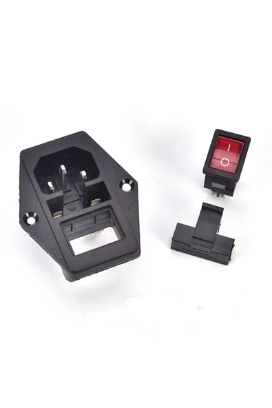 ROBİZ 220v Erkek Power Soketi Sigorta Yuvalı Ve Işıklı Açma Kapama Anahtarlı Kulaklıklı Montaj Tip - Resim 3