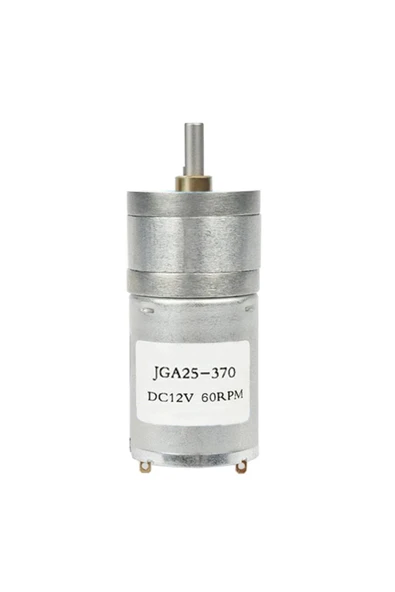 ROBİZ 12v 60rpm Jga25-370 Redüktörlü Dc Motor Metal Dişli Yüksek Tork Kuvvet 25mm Robot