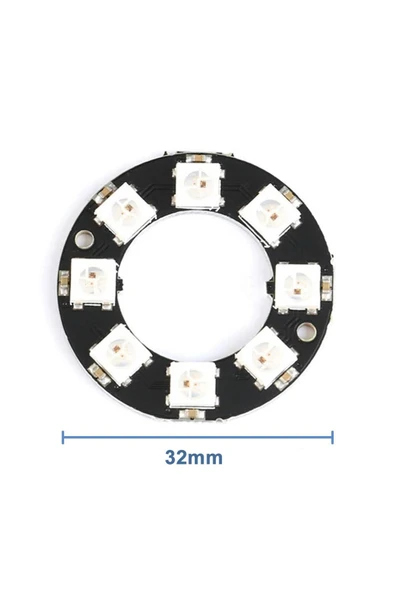 ROBİZ 8 Bit Neopixel Halka Ring Ws2812b 5050 Rgb Led Modül 5050 Adreslenebilir Lamba Kart Full Color Ekran - Resim 2