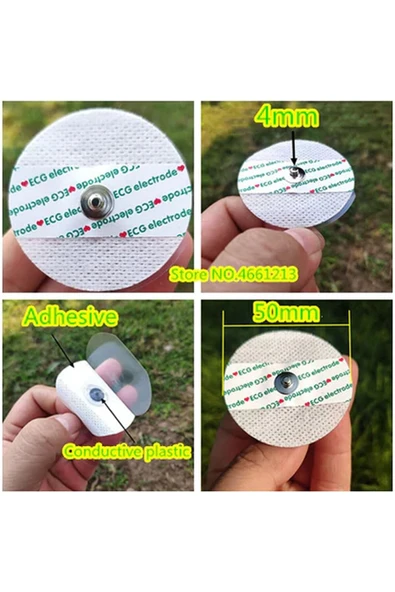 ROBİZ Ekg Ecg Elektrot Padi Nabız Kalp Ölçüm Sensör Padi Çıtçıtlı 50mm - Resim 5