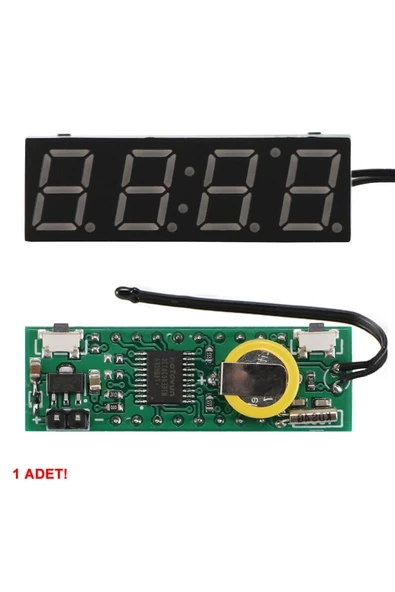 ROBİZ 3 Fonksiyonlu Termometre Saat Voltmetre Gösterge Modül Dijital Zaman Isı Elektronik Ekran Kırmızı ürün görseli