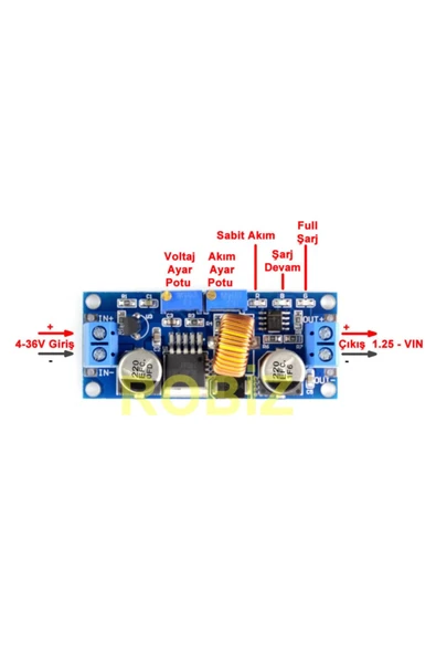 ROBİZ Xl4015 Bc Pil Şarj Modülü Step-down Voltaj Düşürücü Ayarlanabilir