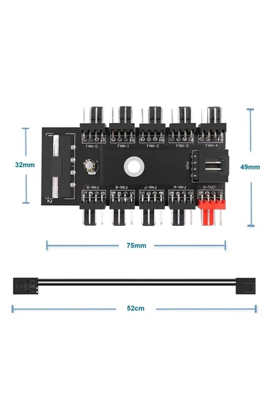 ROBA 10 Port Fan Çoğaltıcı Hub Kartı Ide Güç Giriş Soketi 12v 3 4 ...
