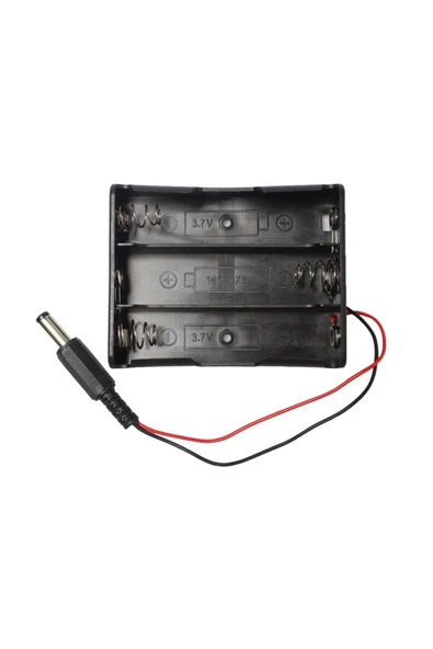 ROBİZ 18650 Pil Yuvası 3lü 2.1mm Adaptör Soketli 3 Adet 11.1v Seri Lityum Lion Batarya Kutusu Tutucu - Resim 3