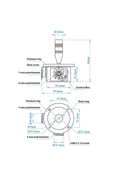 ROBİZ Jh-d202x-r2 2 Eksen Joystick 5k Potansiyometre Ptz 2d Otomasyon Endüstriyel Vinç - Resim 7